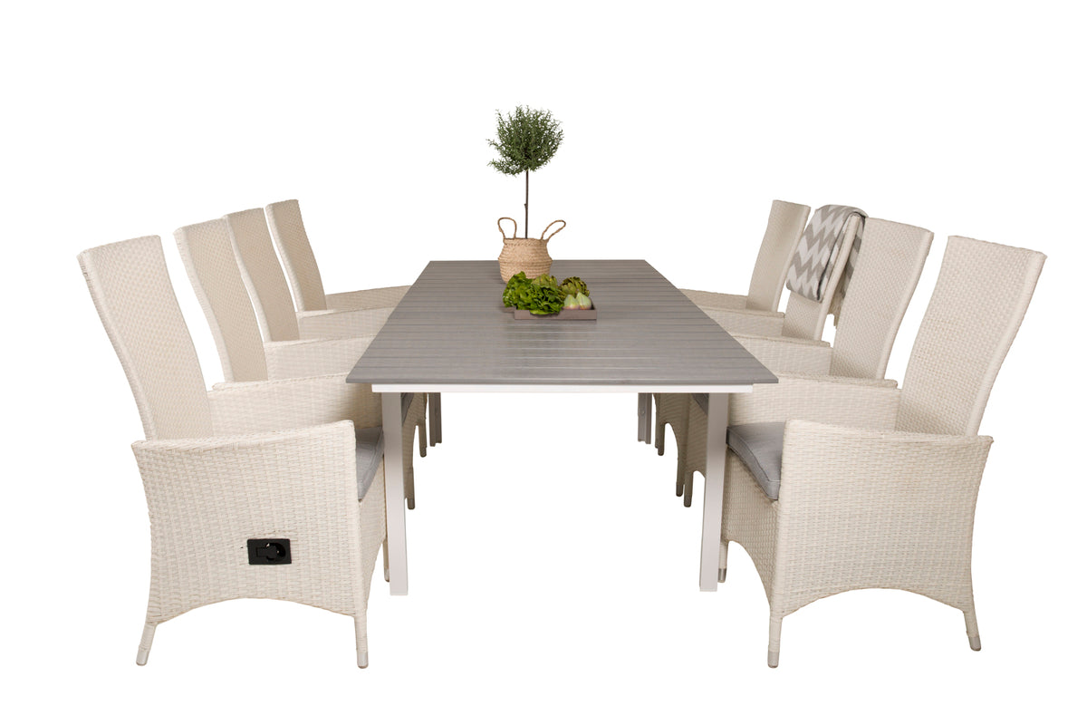 Levels & Padova Spisebord 160x100x75 + Reclinerstole Hvid