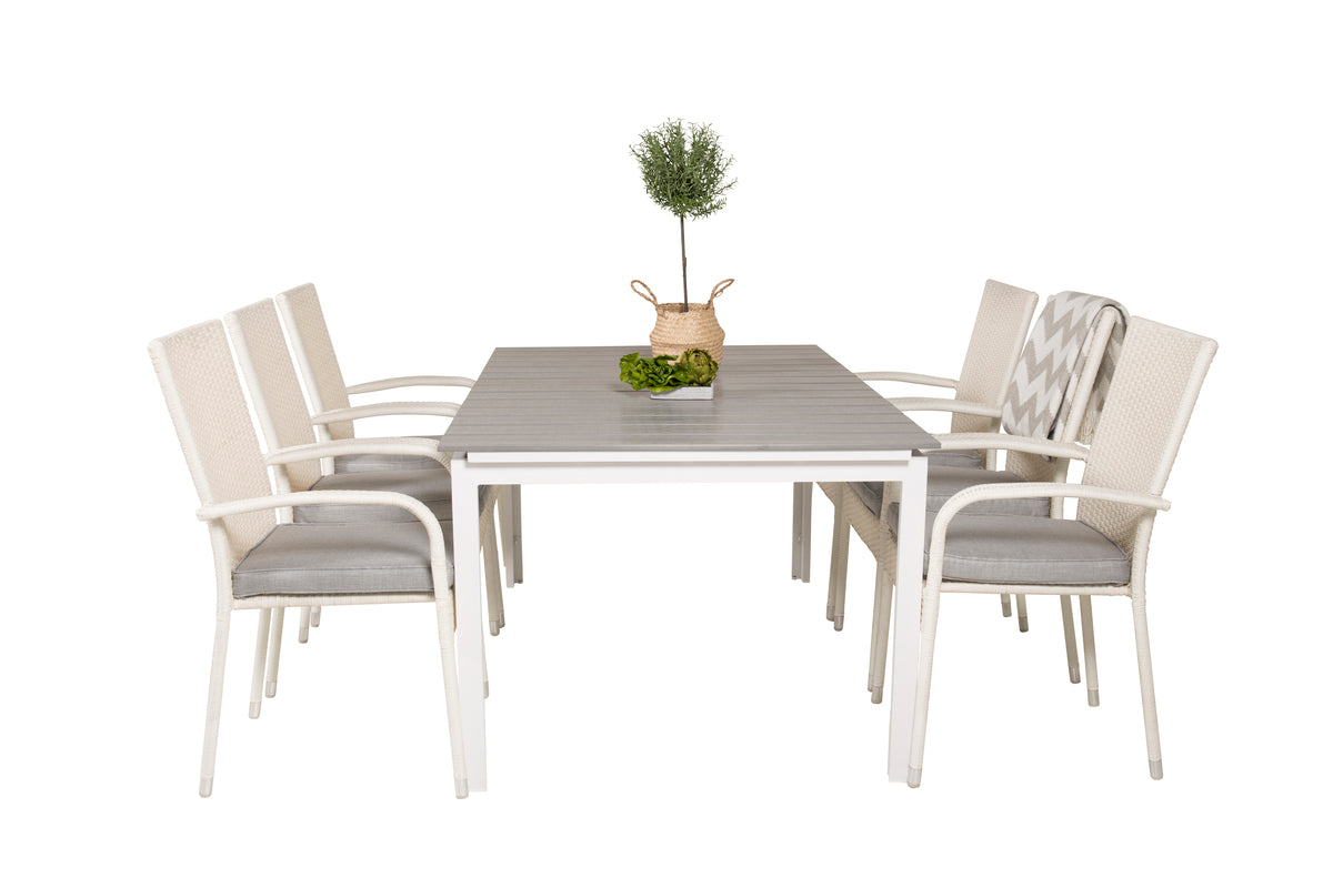 Levels & Anna Spisebord 160x100x75 + Spisestole Hvid