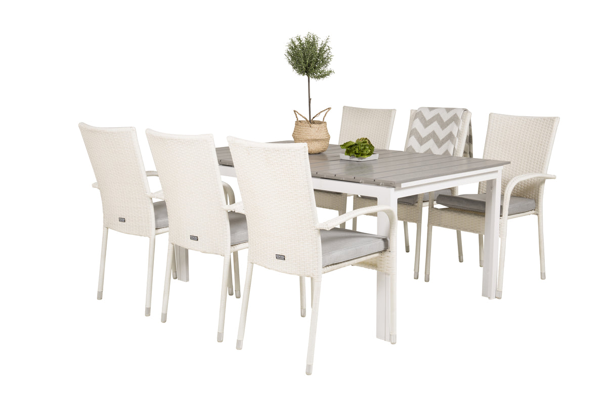 Levels & Anna Spisebord 160x100x75 + Spisestole Hvid