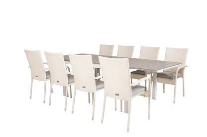 Levels & Anna Spisebord 160x100x75 + Spisestole Hvid