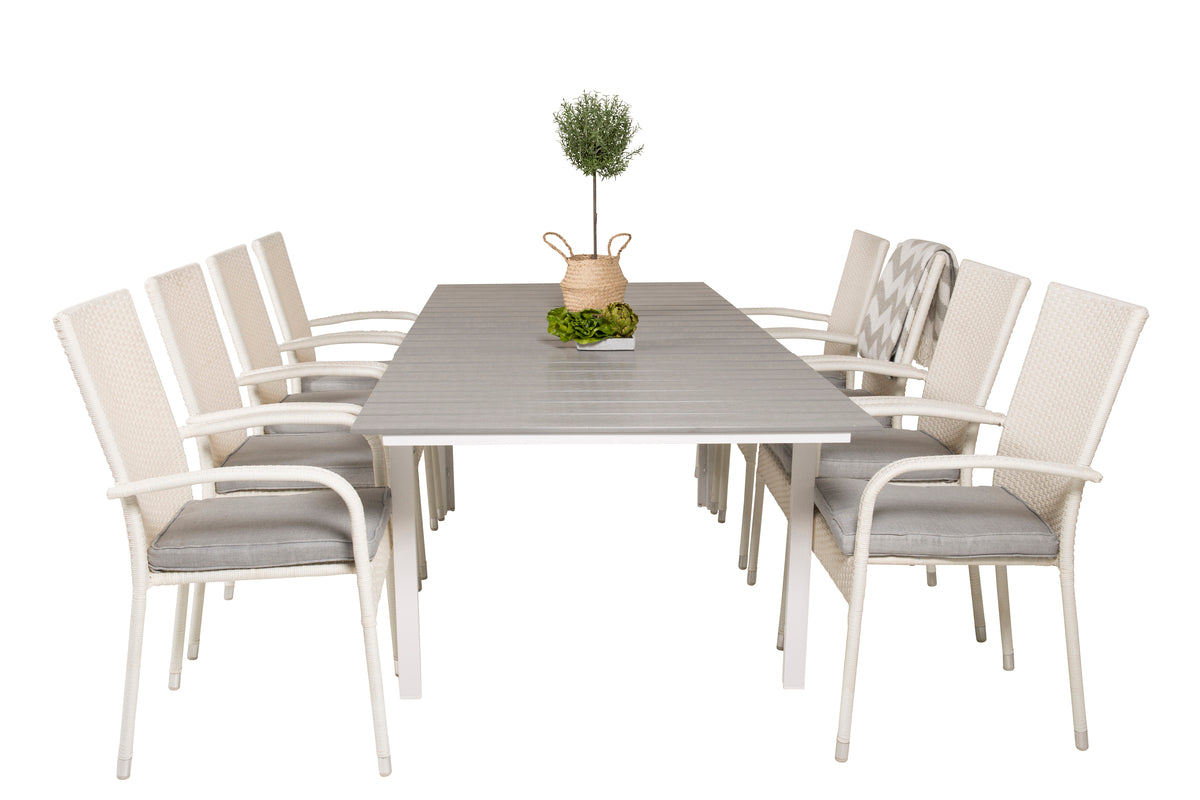 Levels & Anna Spisebord 160x100x75 + Spisestole Hvid