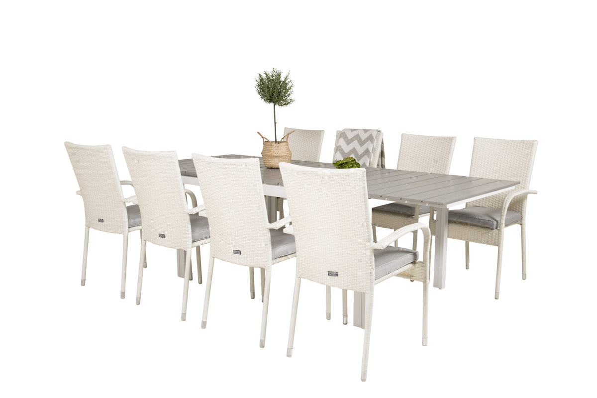 Levels & Anna Spisebord 160x100x75 + Spisestole Hvid