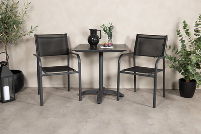 Venture Home Colorado & Santorini Cafebord 70x70 + Spisestole Sort