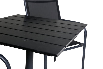 Venture Home Colorado & Santorini Cafebord 70x70 + Spisestole Sort