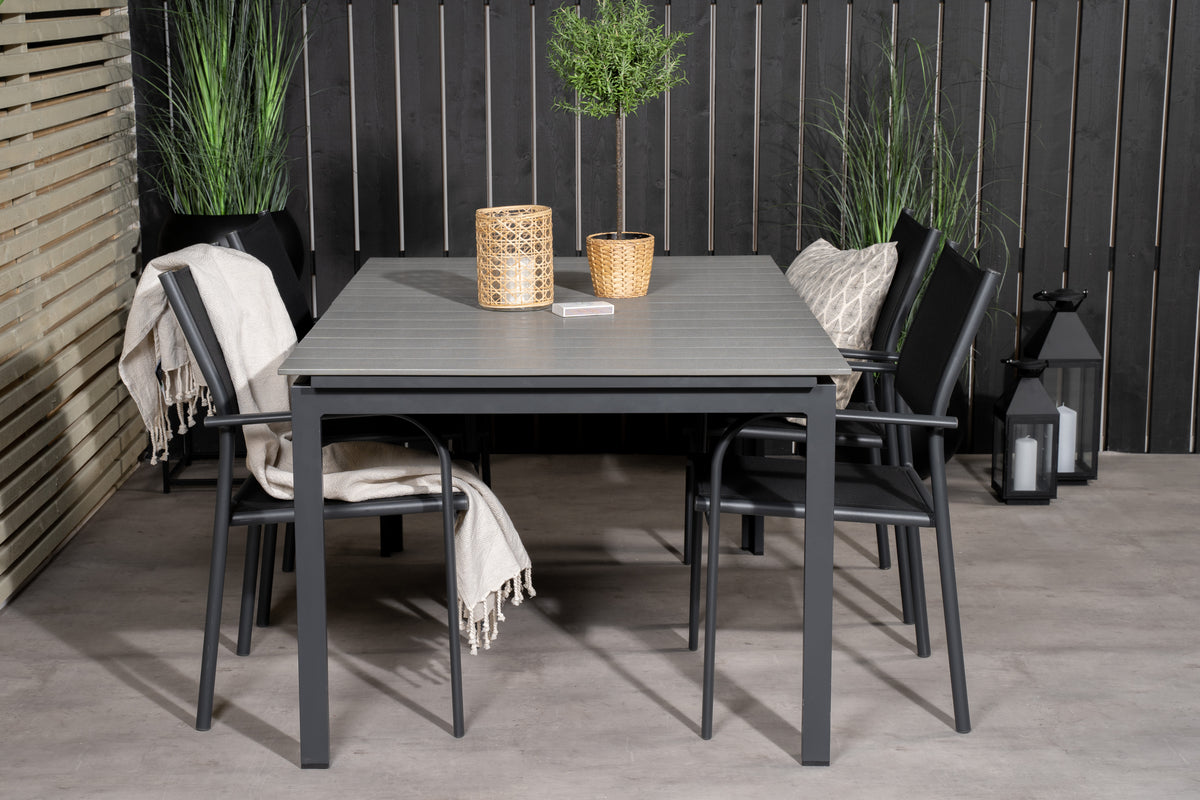 Levels & Santorini Spisebord 160x100x75 + Spisestole Sort