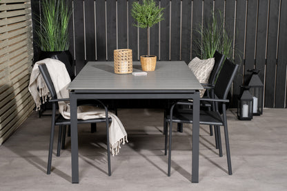 Levels & Santorini Spisebord 160x100x75 + Spisestole Sort