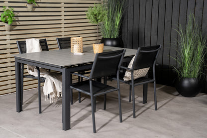 Levels & Santorini Spisebord 160x100x75 + Spisestole Sort