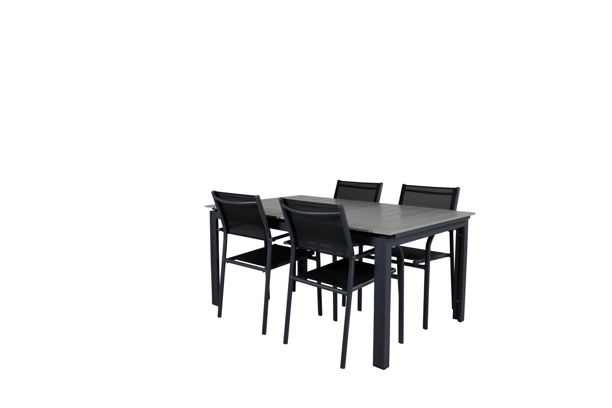 Levels & Santorini Spisebord 160x100x75 + Spisestole Sort