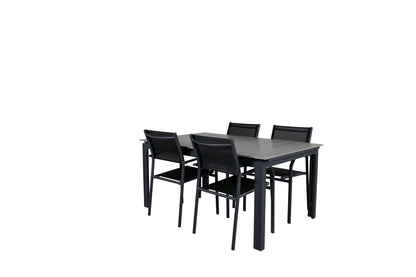 Levels & Santorini Spisebord 160x100x75 + Spisestole Sort