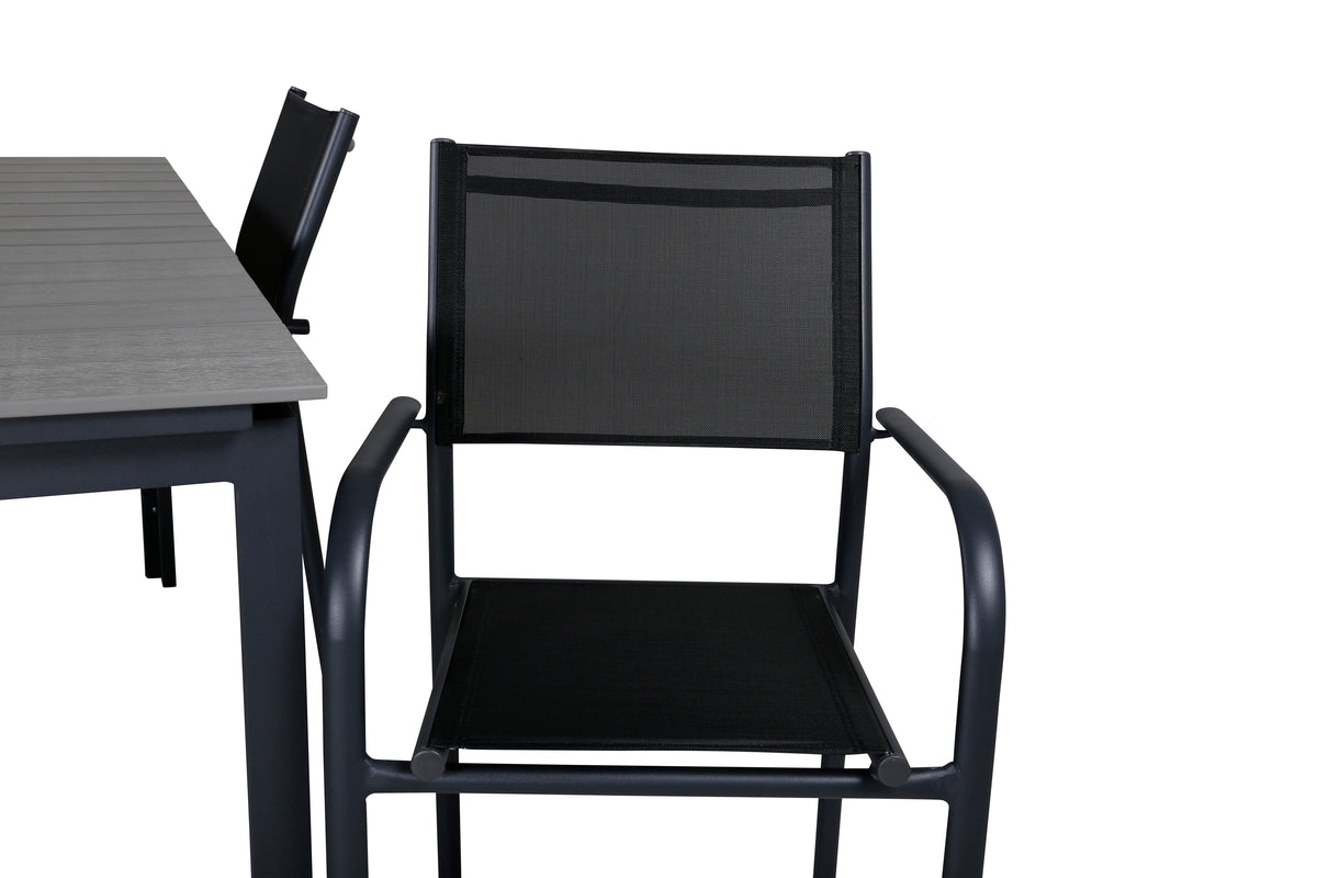 Levels & Santorini Spisebord 160x100x75 + Spisestole Sort