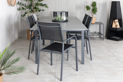 Levels & Santorini Spisebord 160x100x75 + Spisestole Sort