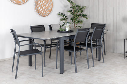 Levels & Santorini Spisebord 160x100x75 + Spisestole Sort