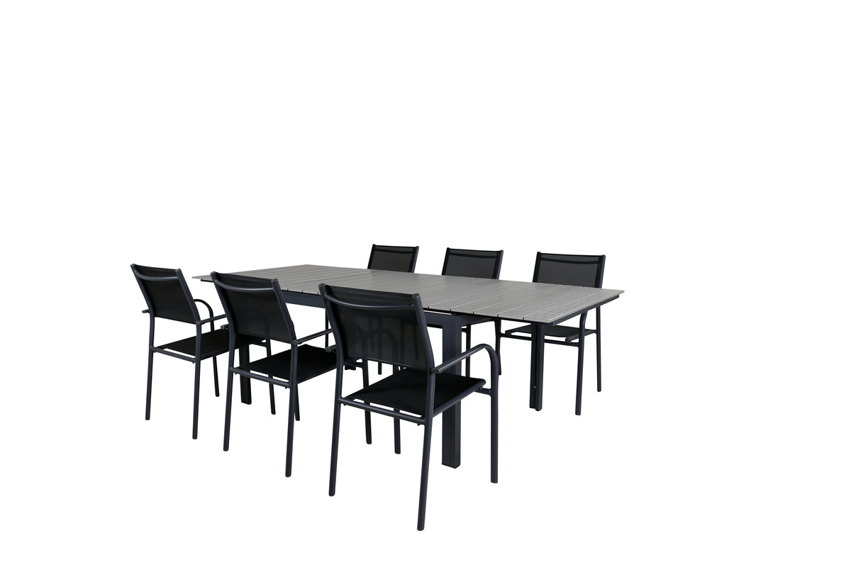 Levels & Santorini Spisebord 160x100x75 + Spisestole Sort