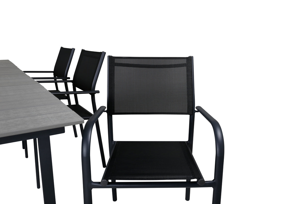 Levels & Santorini Spisebord 160x100x75 + Spisestole Sort