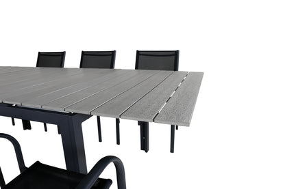 Levels & Santorini Spisebord 160x100x75 + Spisestole Sort