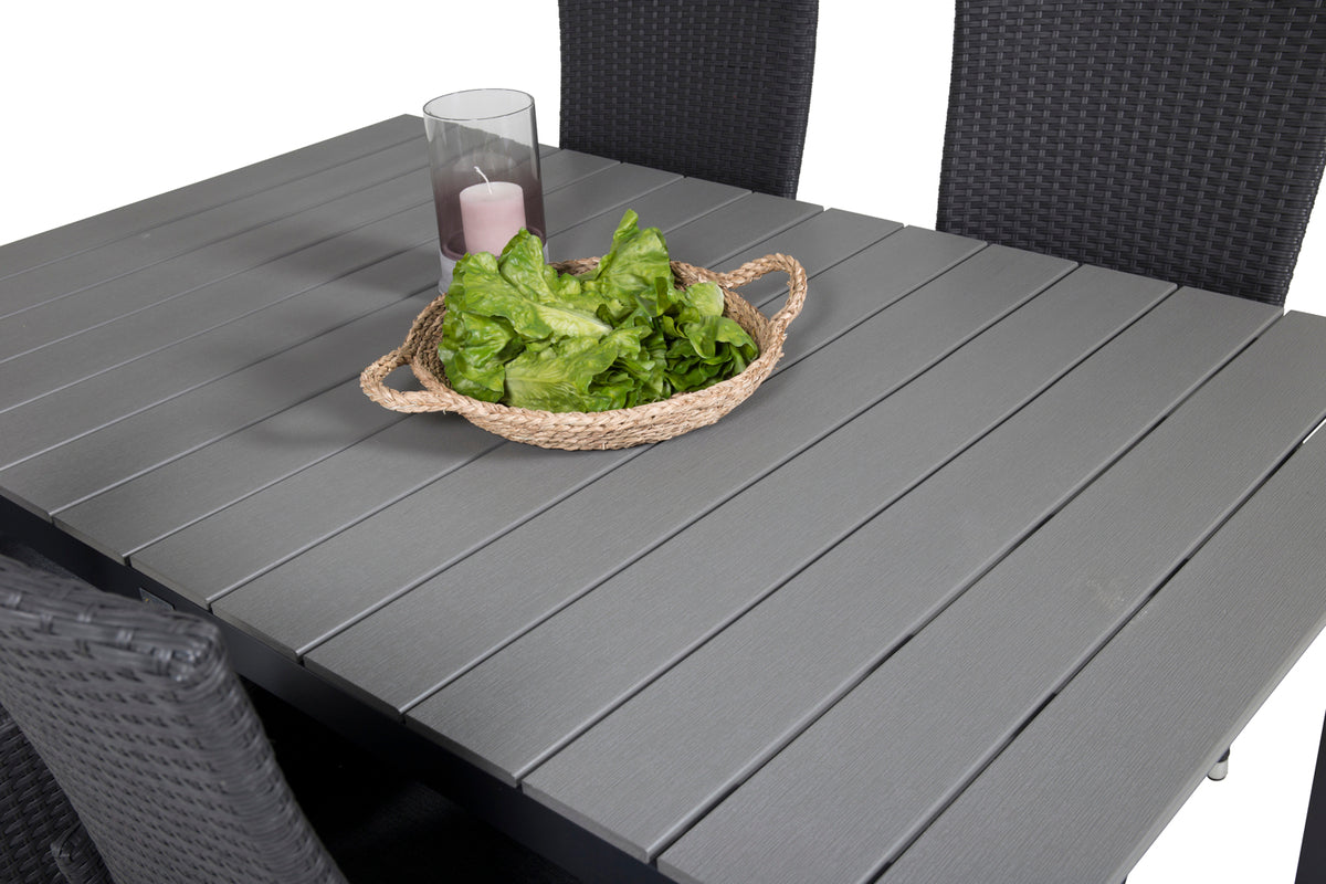 Levels & Padova Spisebord 160x100x75 + Reclinerstole Sort