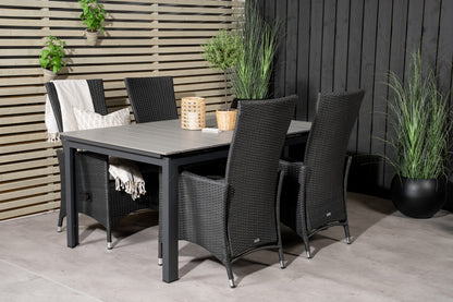 Levels & Padova Spisebord 160x100x75 + Reclinerstole Sort