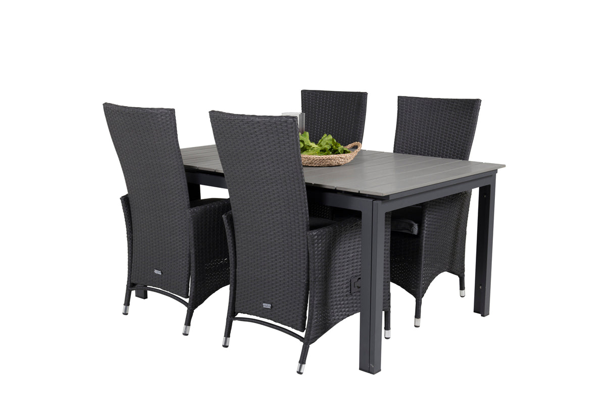 Levels & Padova Spisebord 160x100x75 + Reclinerstole Sort