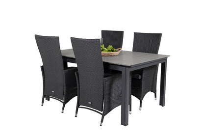 Levels & Padova Spisebord 160x100x75 + Reclinerstole Sort