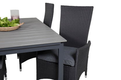 Levels & Padova Spisebord 160x100x75 + Reclinerstole Sort