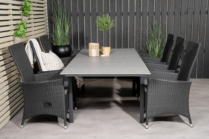 Levels & Padova Spisebord 160x100x75 + Reclinerstole Sort