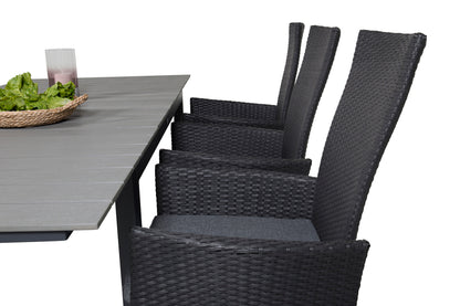 Levels & Padova Spisebord 160x100x75 + Reclinerstole Sort