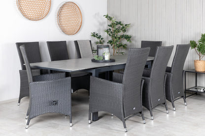 Levels & Padova Rektangulært Spisebord 160x100x75 Sort + Reclinerstole Sort