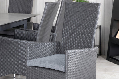 Levels & Padova Rektangulært Spisebord 160x100x75 Sort + Reclinerstole Sort