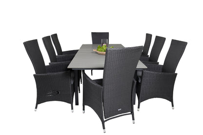 Levels & Padova Rektangulært Spisebord 160x100x75 Sort + Reclinerstole Sort