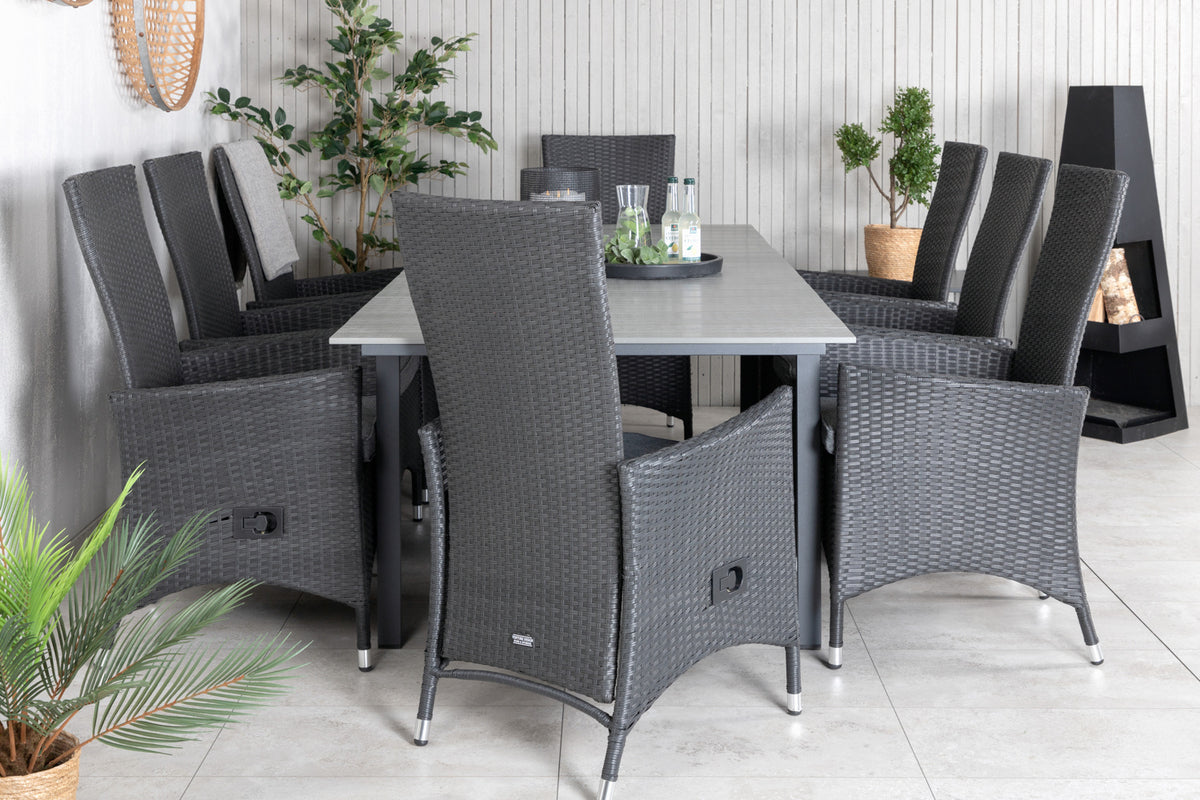 Levels & Padova Rektangulært Spisebord 160x100x75 Sort + Reclinerstole Sort