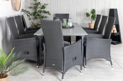 Levels & Padova Rektangulært Spisebord 160x100x75 Sort + Reclinerstole Sort