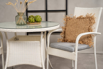 Volta & Anna Spisebord ⌀90 + Spisestole Hvid