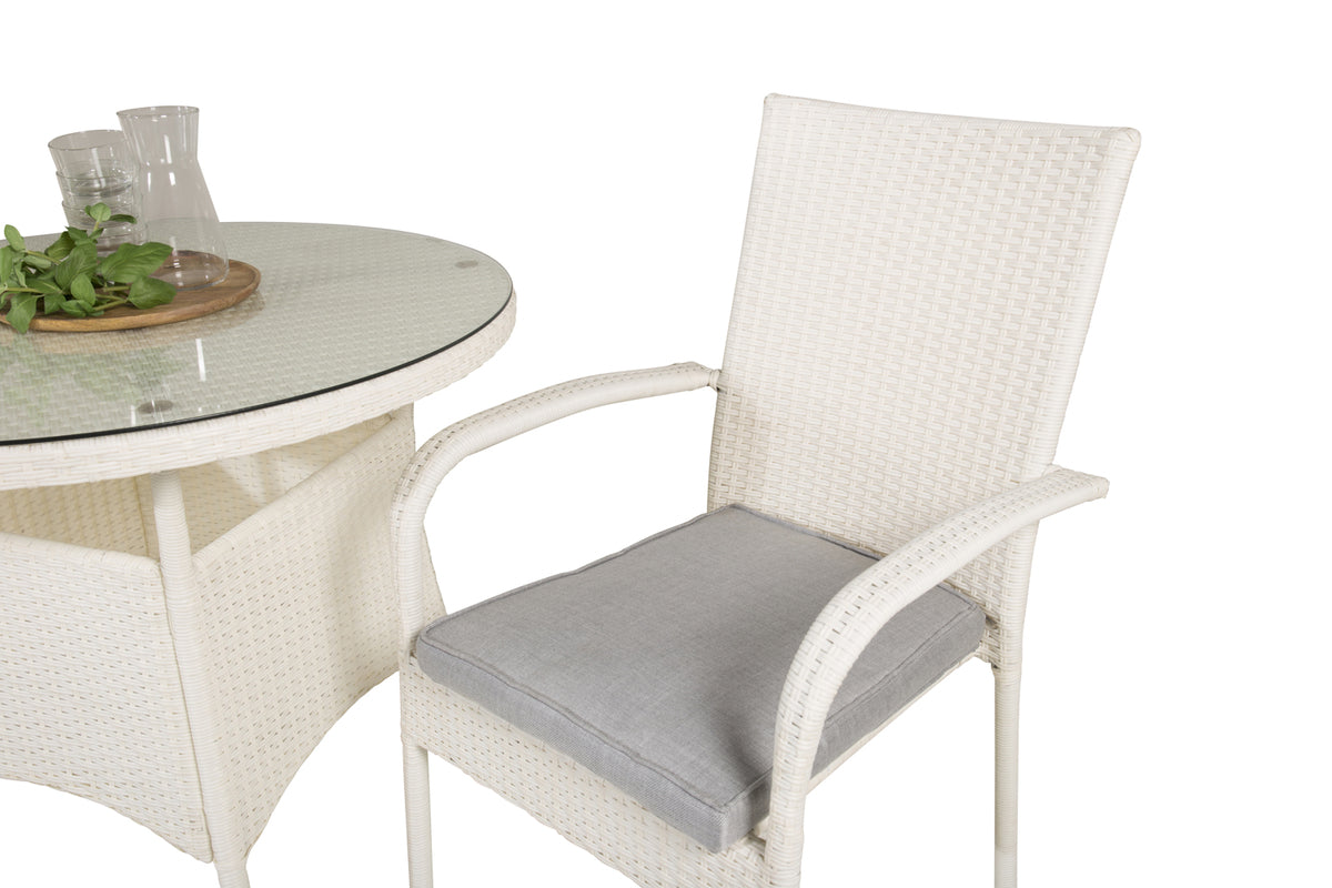 Volta & Anna Spisebord ⌀90 + Spisestole Hvid