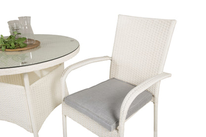 Volta & Anna Spisebord ⌀90 + Spisestole Hvid