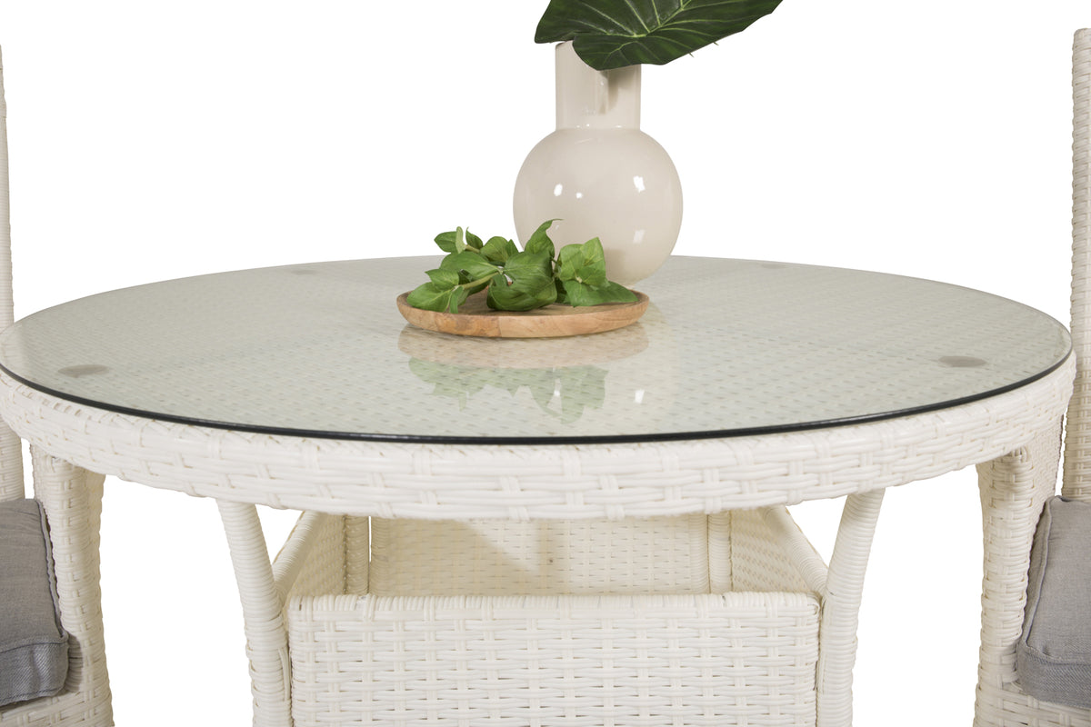 Padova & Volta Reclinerstole Hvid + Spisebord ⌀90