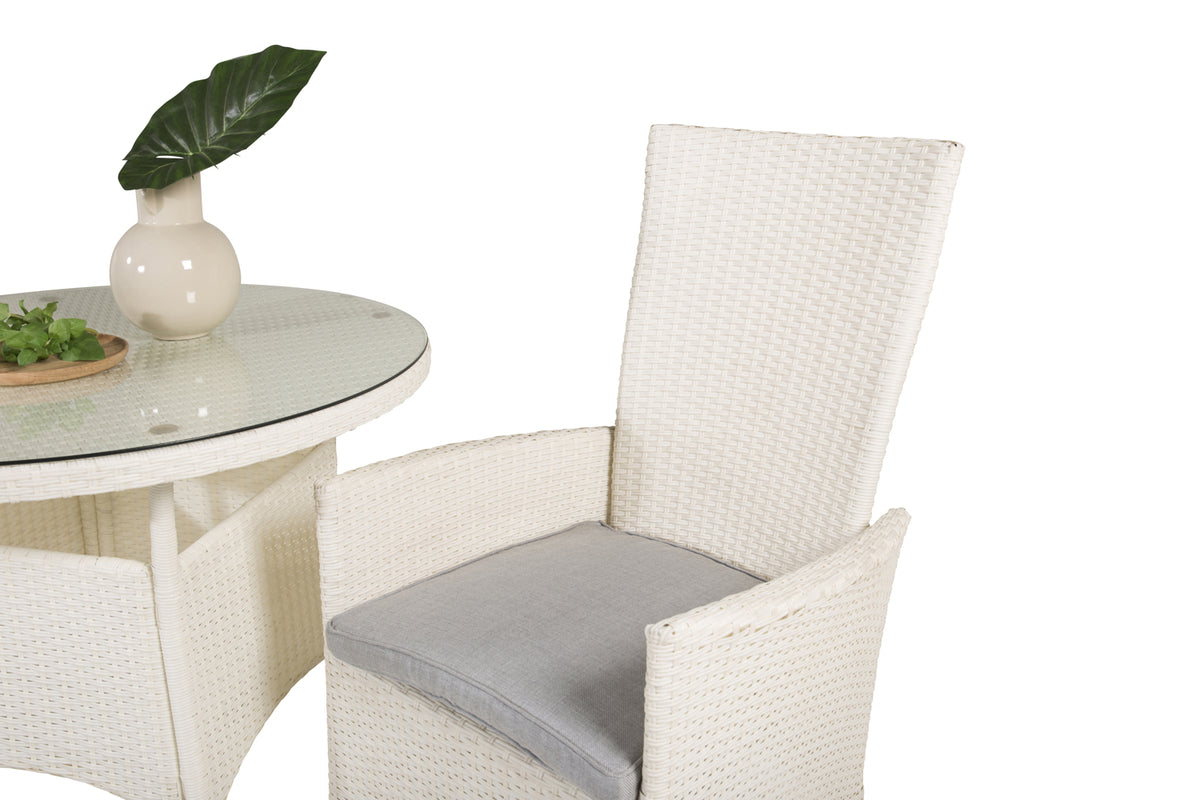 Padova & Volta Reclinerstole Hvid + Spisebord ⌀90