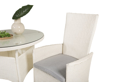 Padova & Volta Reclinerstole Hvid + Spisebord ⌀90