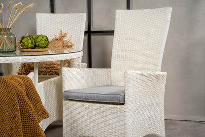 Padova & Volta Reclinerstole Hvid + Spisebord ⌀90