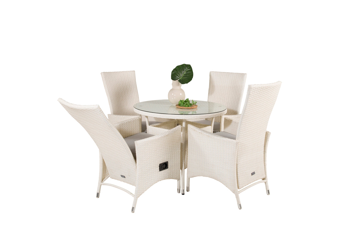 Padova & Volta Reclinerstole Hvid + Spisebord ⌀90