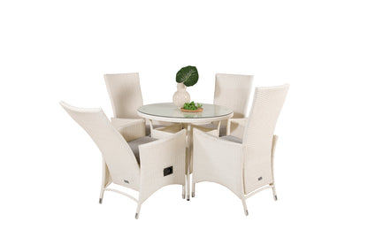 Padova & Volta Reclinerstole Hvid + Spisebord ⌀90