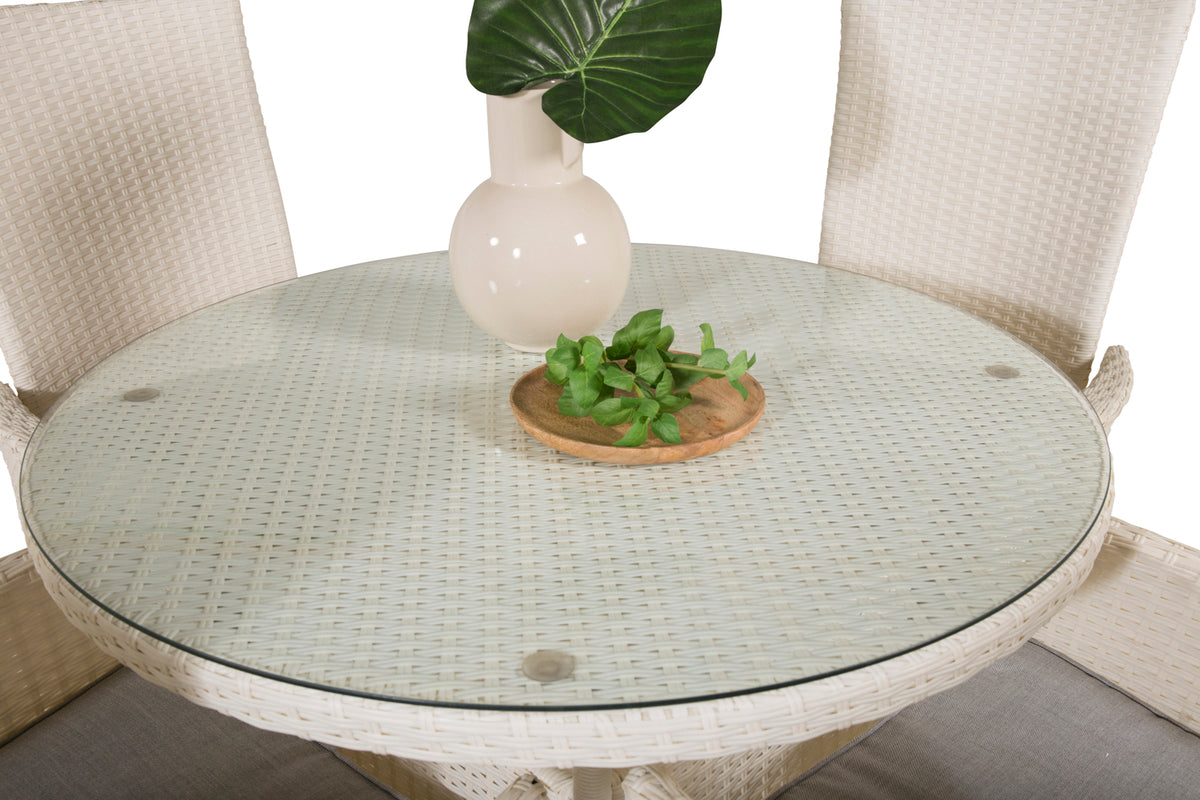 Padova & Volta Reclinerstole Hvid + Spisebord ⌀90