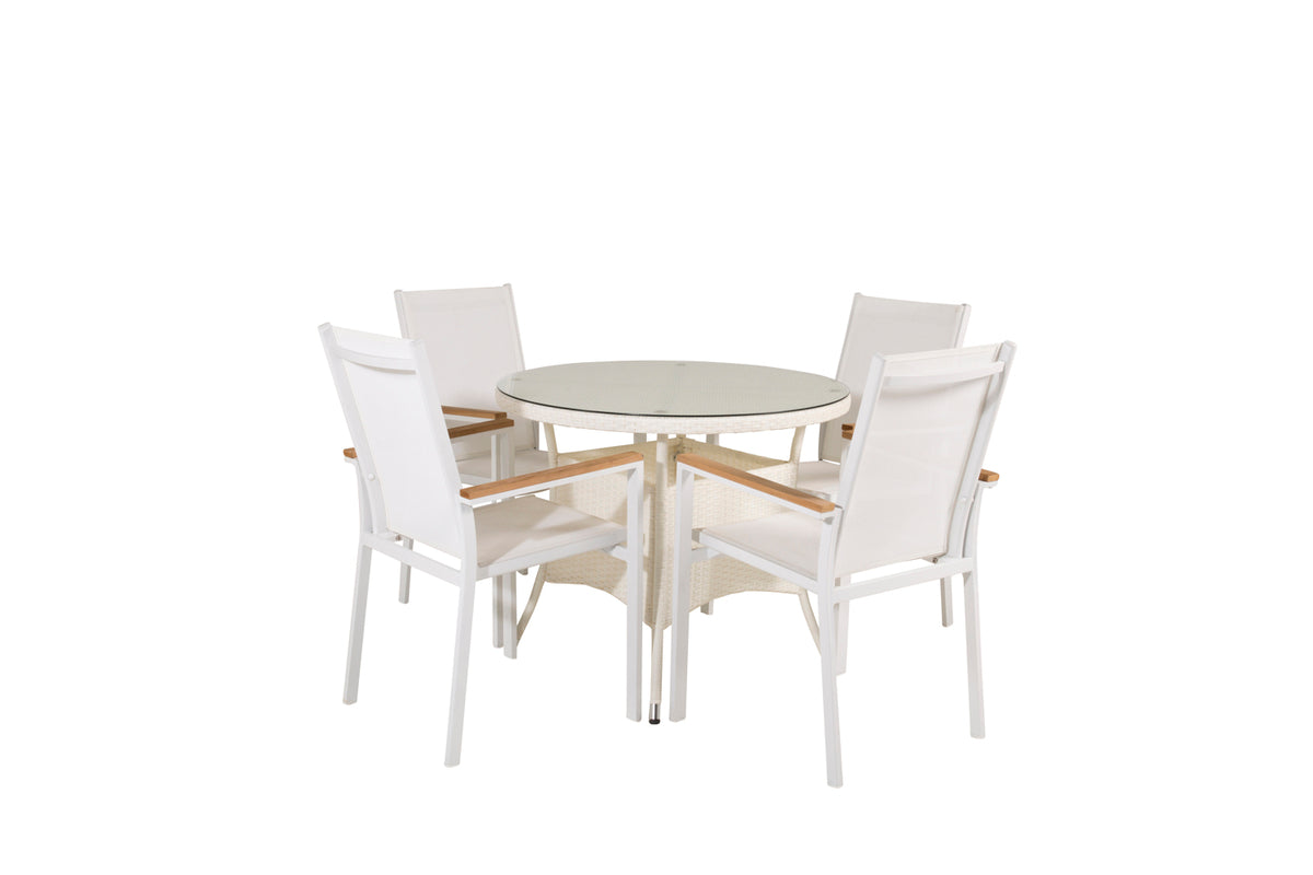 Volta & Texas Rundt Spisebord 90 Hvid + Spisestole Hvid