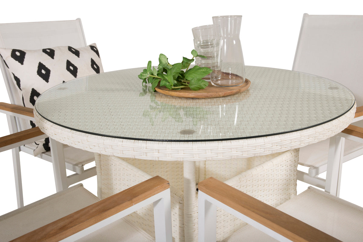 Volta & Texas Rundt Spisebord 90 Hvid + Spisestole Hvid