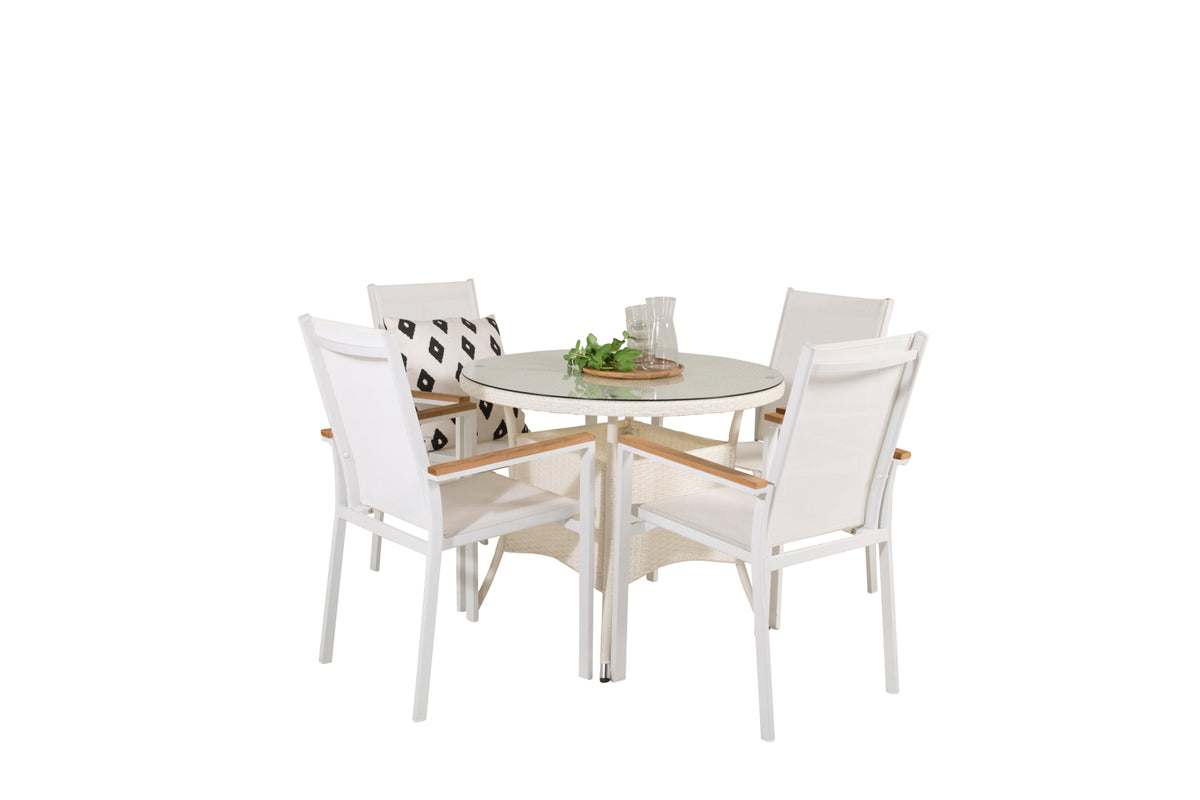 Volta & Texas Rundt Spisebord 90 Hvid + Spisestole Hvid
