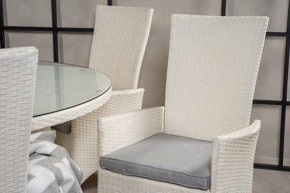 Padova & Volta Reclinerstole Hvid + Rundt Spisebord ø150 Hvid