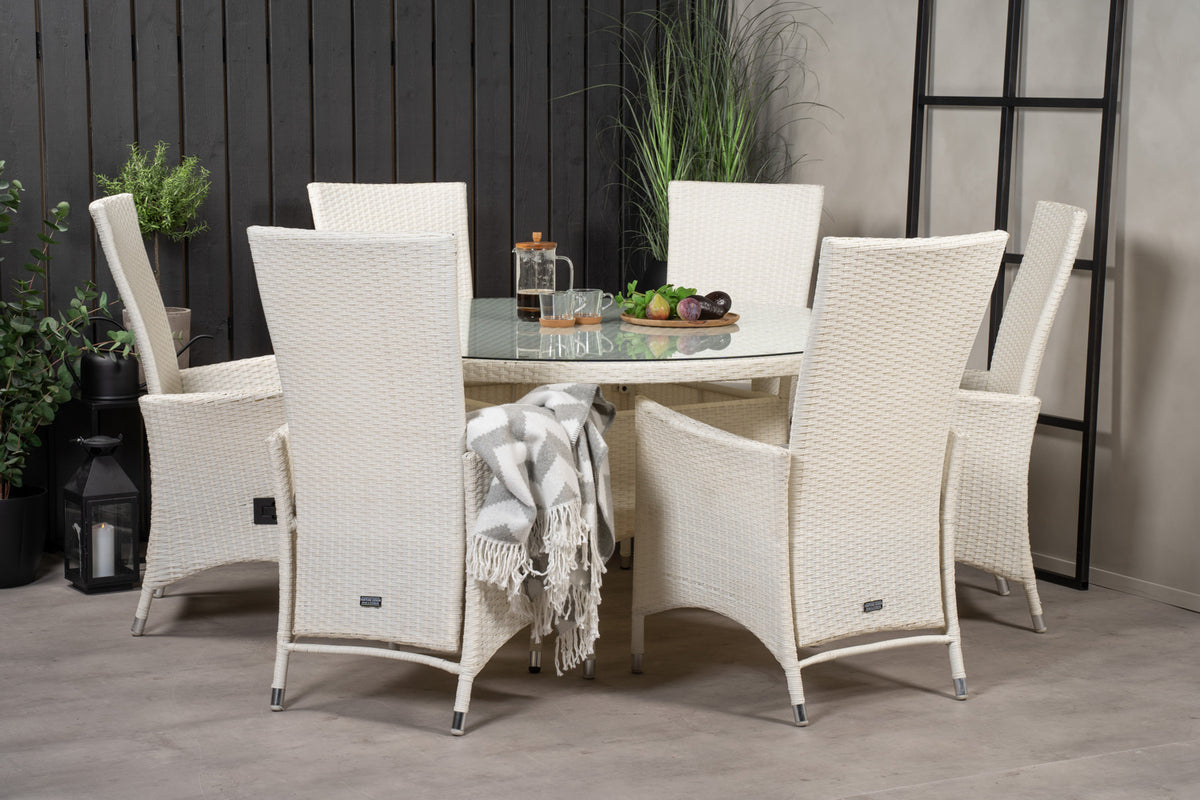 Padova & Volta Reclinerstole Hvid + Rundt Spisebord ø150 Hvid