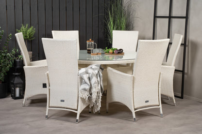 Padova & Volta Reclinerstole Hvid + Rundt Spisebord ø150 Hvid