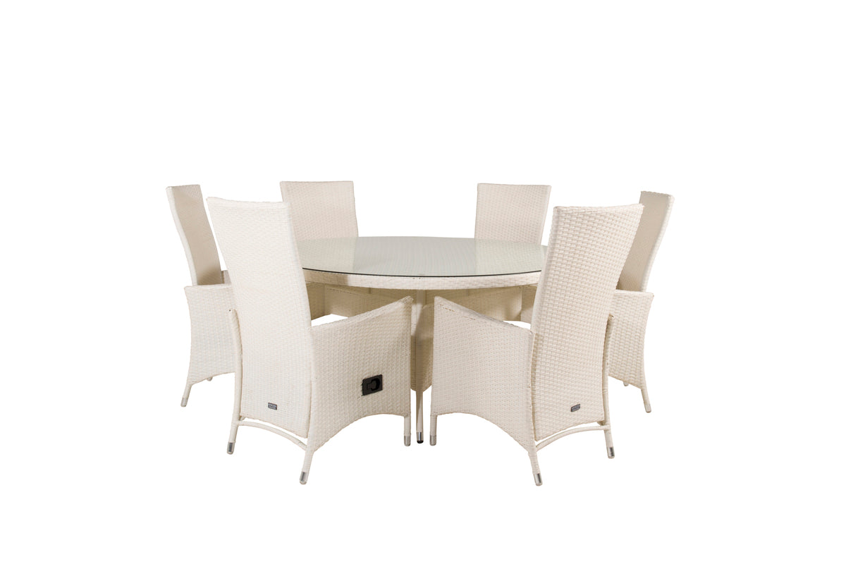 Padova & Volta Reclinerstole Hvid + Rundt Spisebord ø150 Hvid