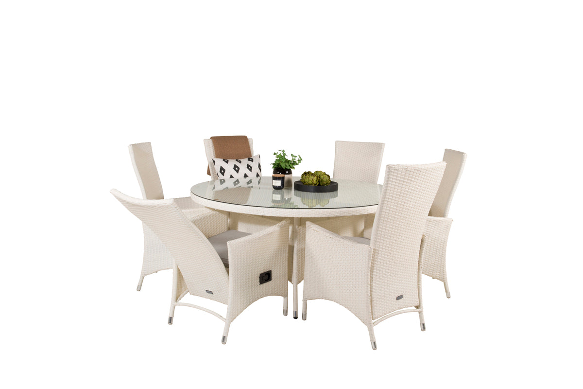 Padova & Volta Reclinerstole Hvid + Rundt Spisebord ø150 Hvid