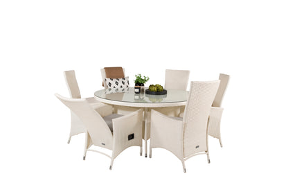 Padova & Volta Reclinerstole Hvid + Rundt Spisebord ø150 Hvid